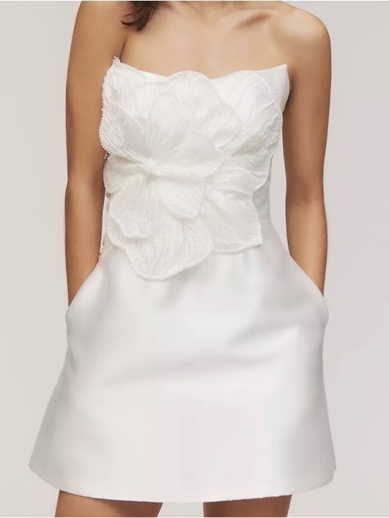 Watters Dresses & Skirts - Watters Brie Strapless Embellished Pearl Floral A-Line Mini Dress